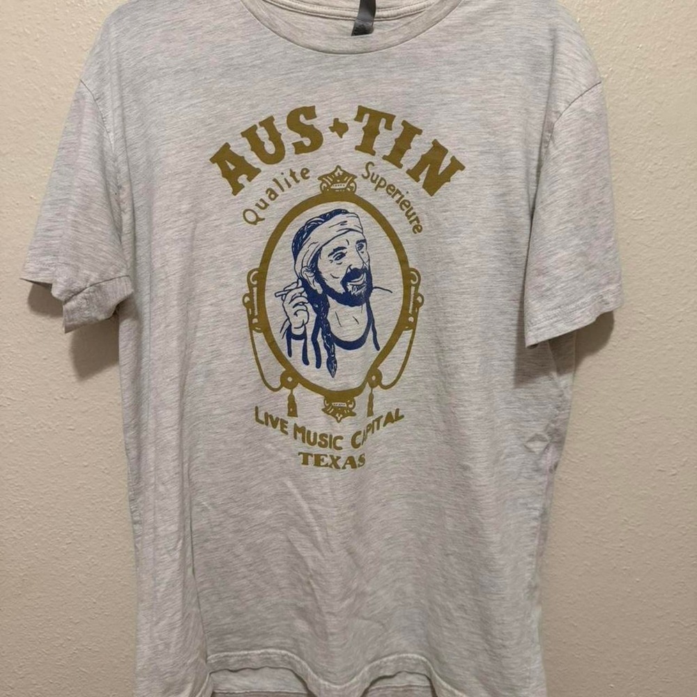 Austin Texas Live Music Capital Willie Nelson Graphic Tee Grey Mens XL